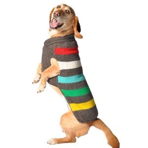 NWT Chilly Dog Striped Dog Sweater; hand-knit, 100% sustainable wool; size S